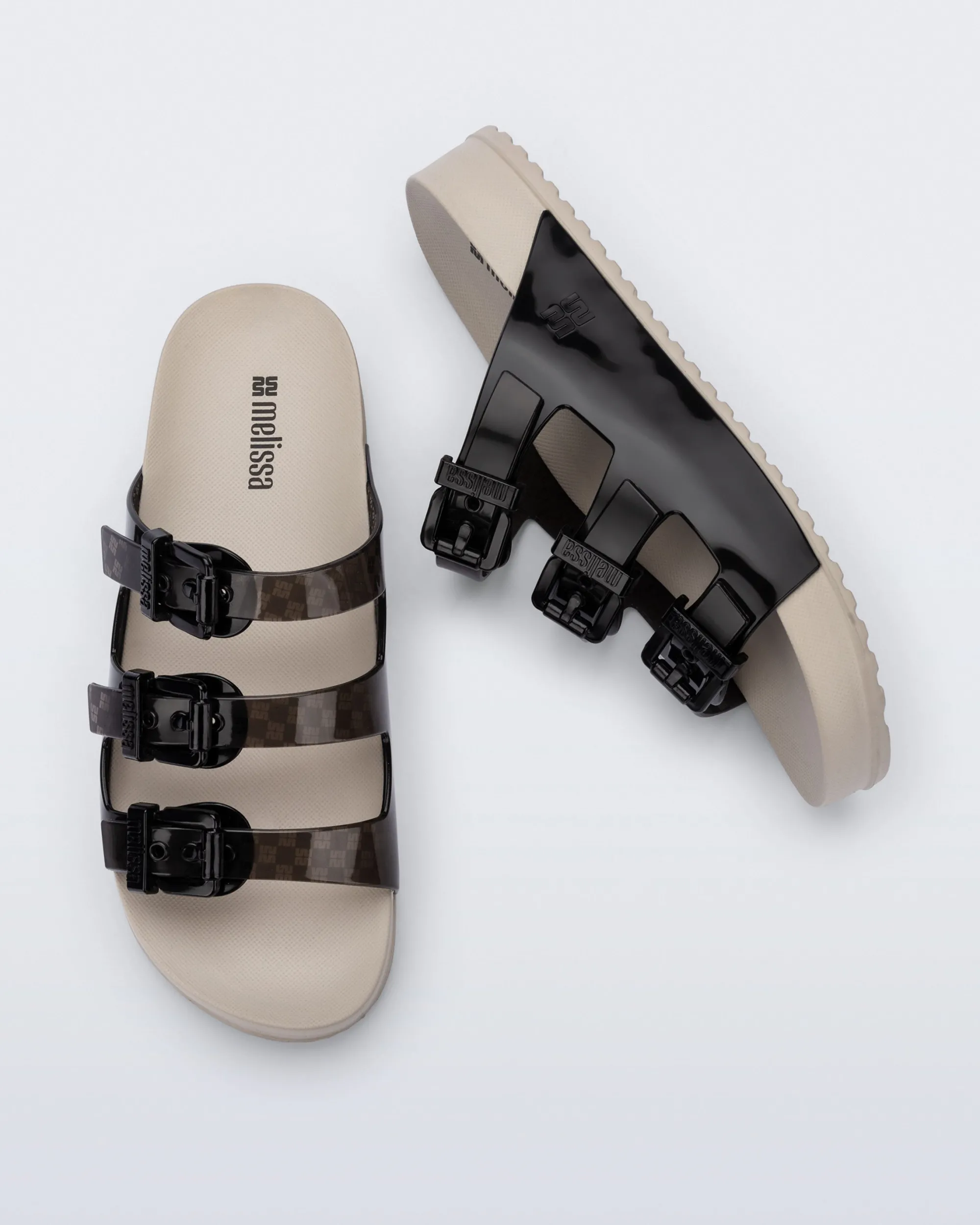 New Melissa Cozy Stripes Beige/Transparent Black