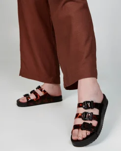 New Melissa Cozy Stripes Black/Clear Tortoise