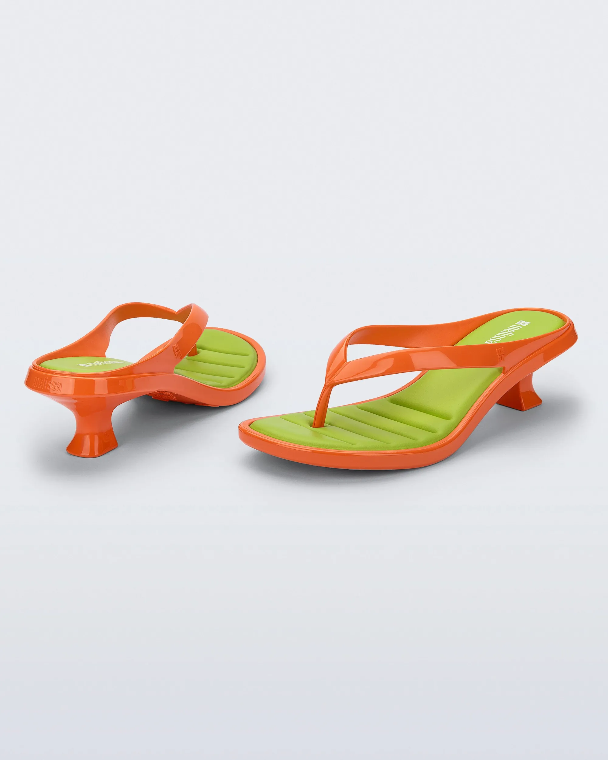 Online Melissa Flip Flop Kitten Heel Orange/Green
