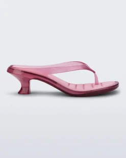 Discount Melissa Flip Flop Kitten Heel Clear Pink
