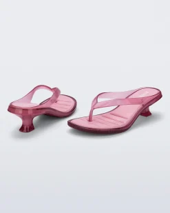 Discount Melissa Flip Flop Kitten Heel Clear Pink