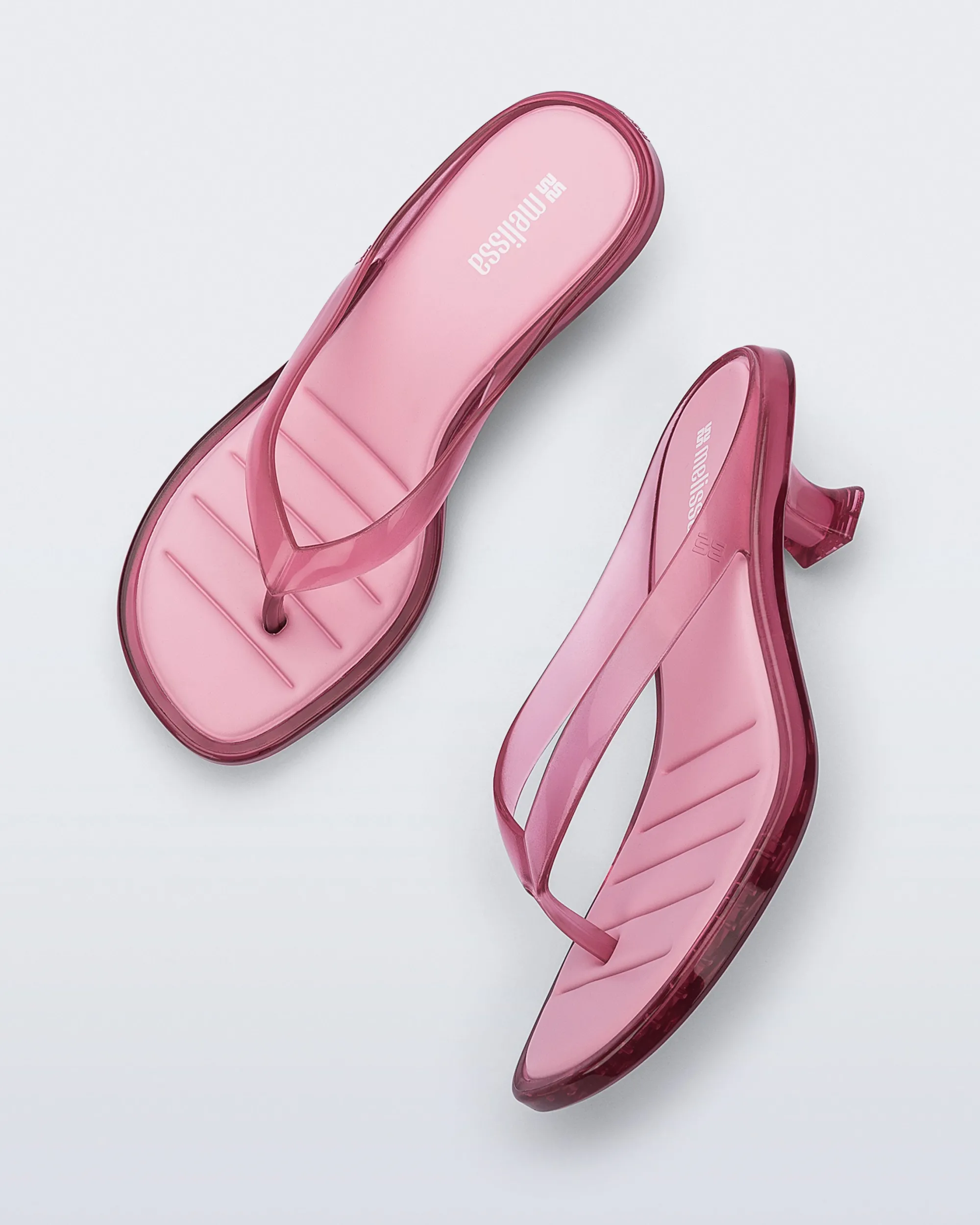 Discount Melissa Flip Flop Kitten Heel Clear Pink