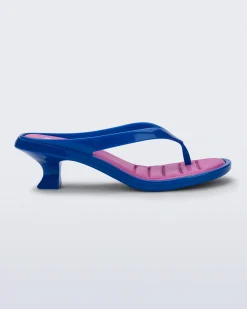 New Melissa Flip Flop Kitten Heel Blue/Pink