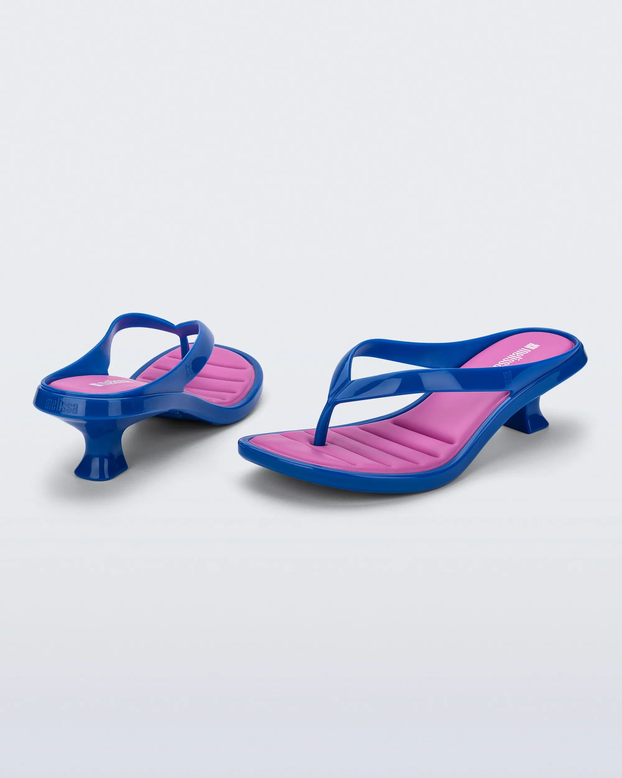 New Melissa Flip Flop Kitten Heel Blue/Pink