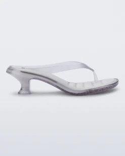 Sale Melissa Flip Flop Kitten Heel Clear White