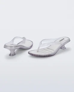 Sale Melissa Flip Flop Kitten Heel Clear White