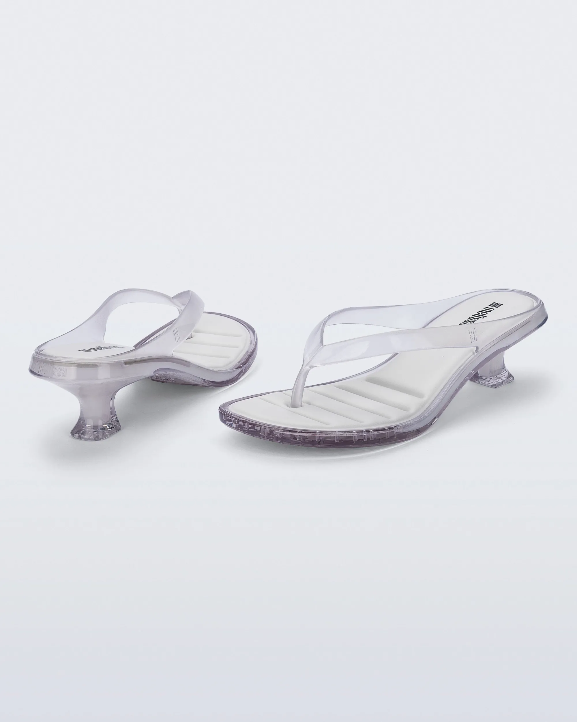 Sale Melissa Flip Flop Kitten Heel Clear White