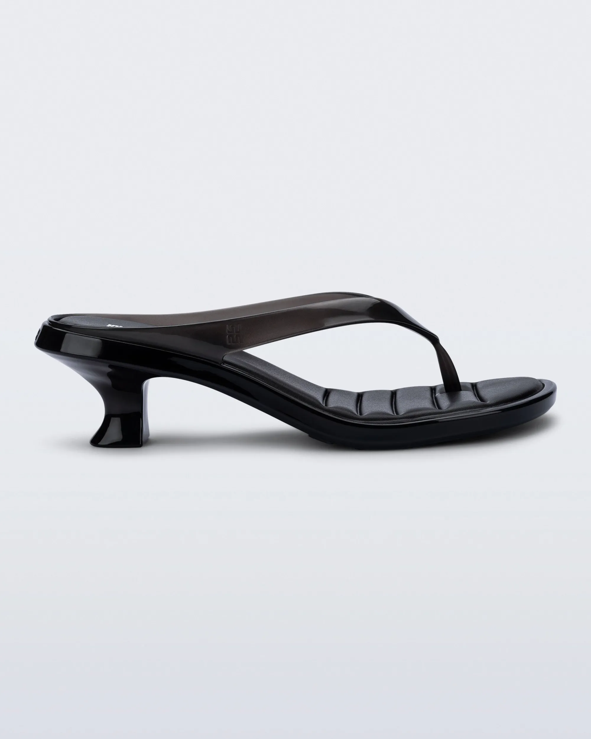 Clearance Melissa Flip Flop Kitten Heel Clear Black
