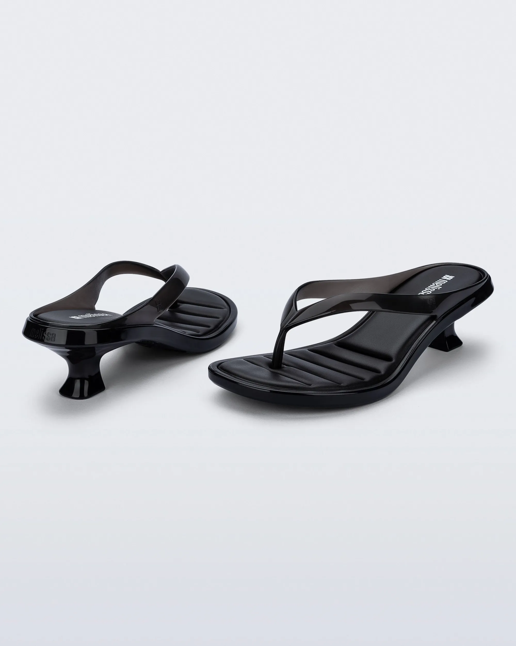 Clearance Melissa Flip Flop Kitten Heel Clear Black