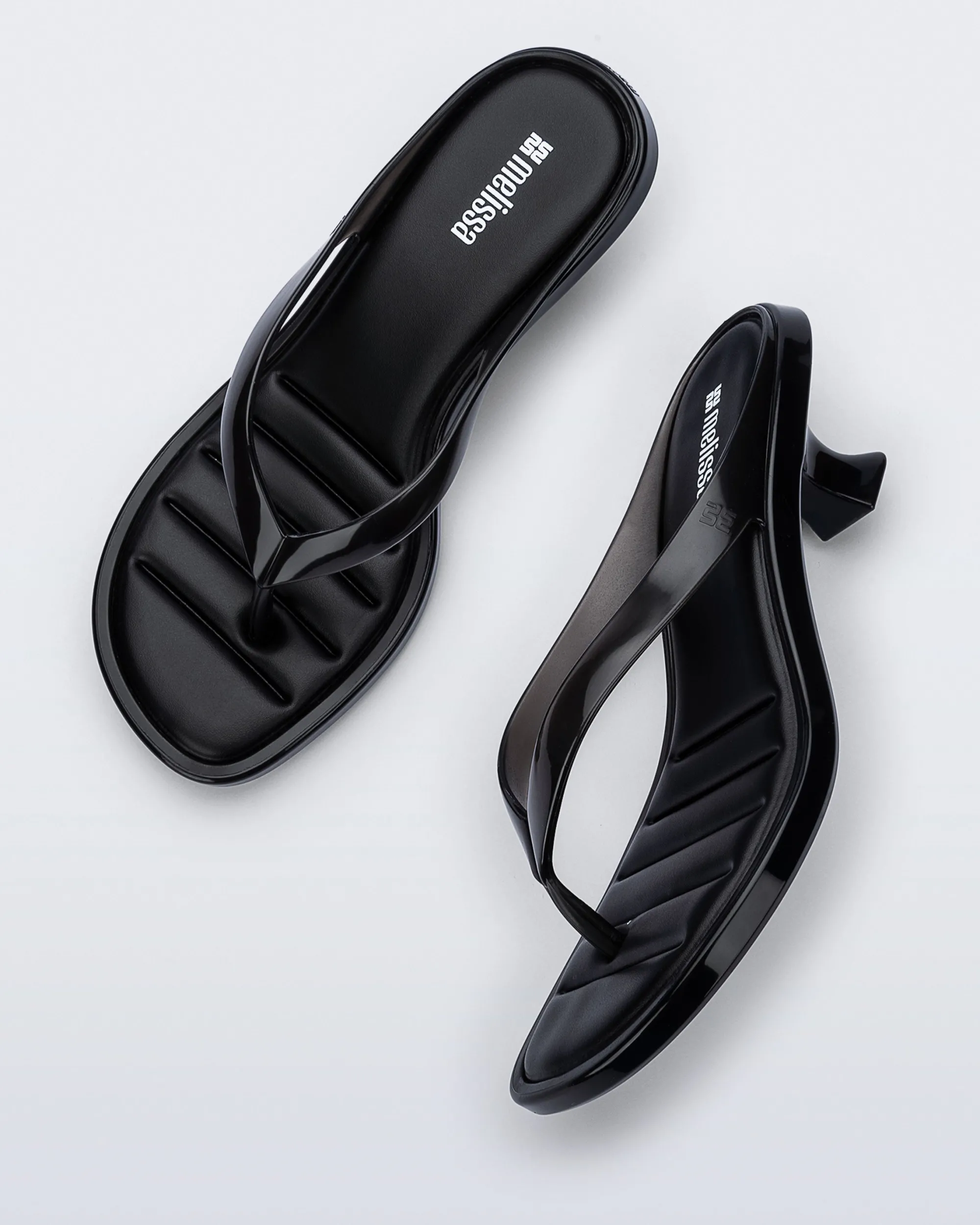 Clearance Melissa Flip Flop Kitten Heel Clear Black