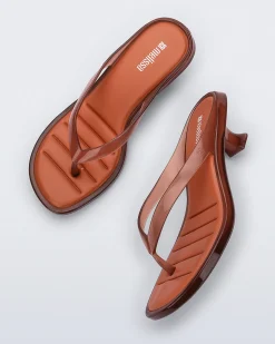 Sale Melissa Flip Flop Kitten Heel Clear Brown