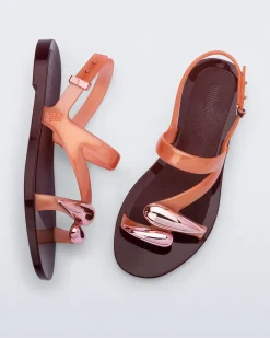 Online Melissa Iris Sandal Burgundy/Orange