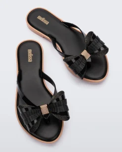 Discount Melissa Slim Flip Flop Black/Beige
