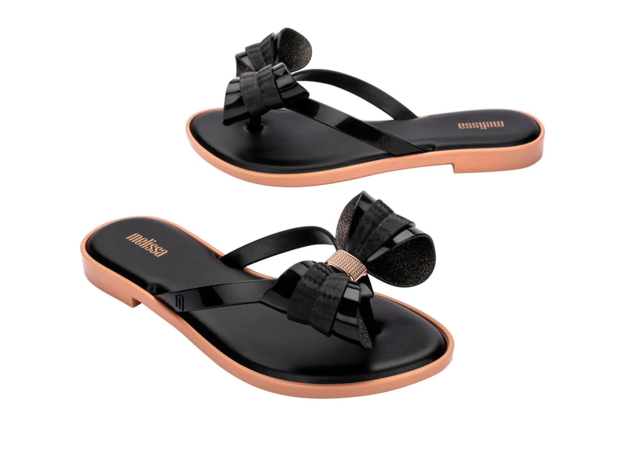 Discount Melissa Slim Flip Flop Black/Beige