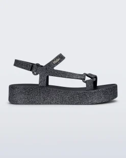 Melissa Sun Downtown Platform Black Glitter
