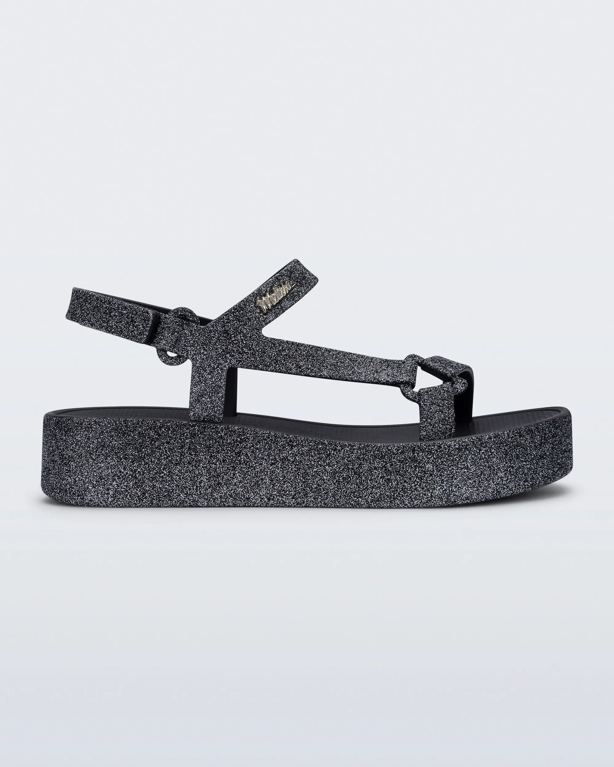 Melissa Sun Downtown Platform Black Glitter