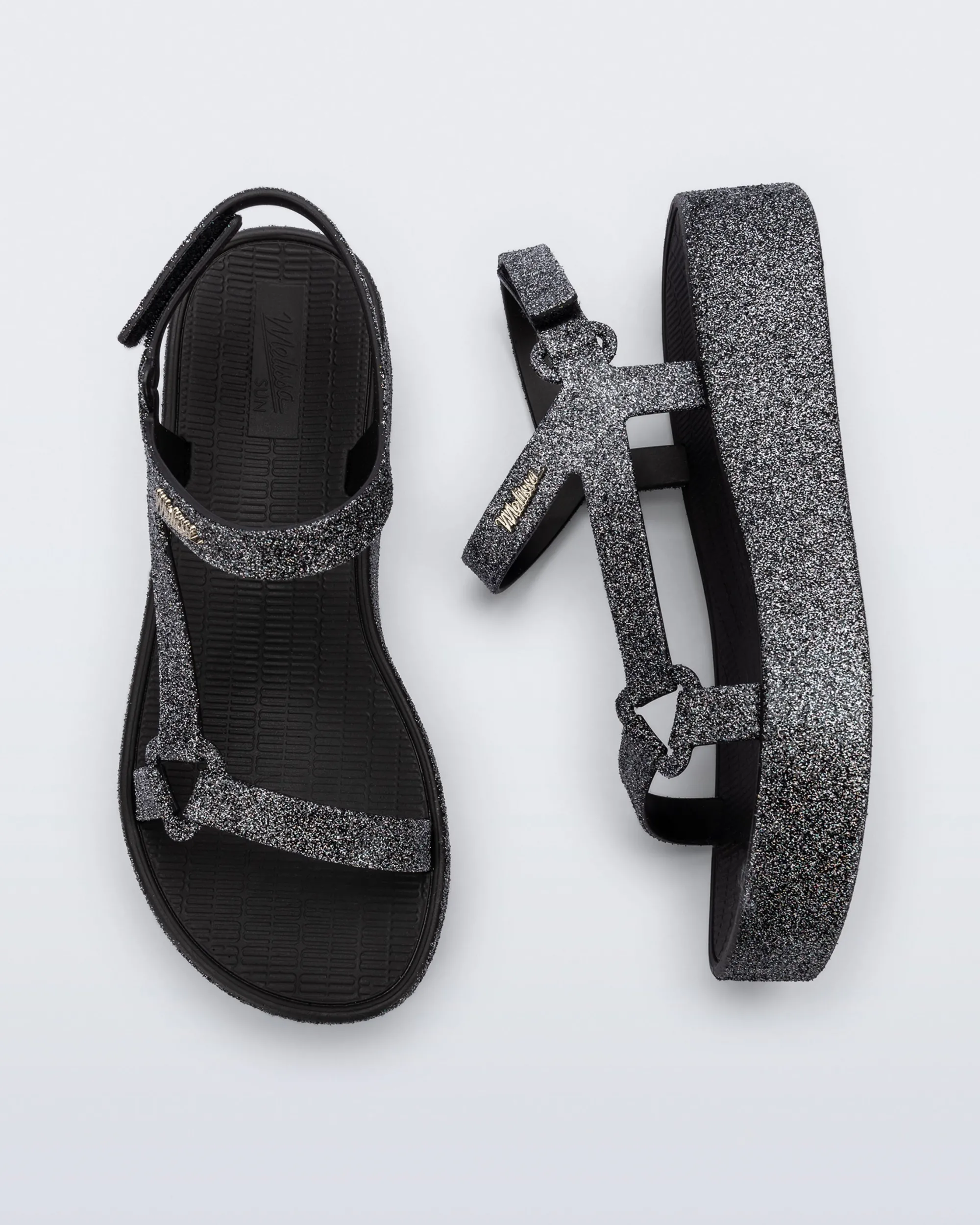 Melissa Sun Downtown Platform Black Glitter
