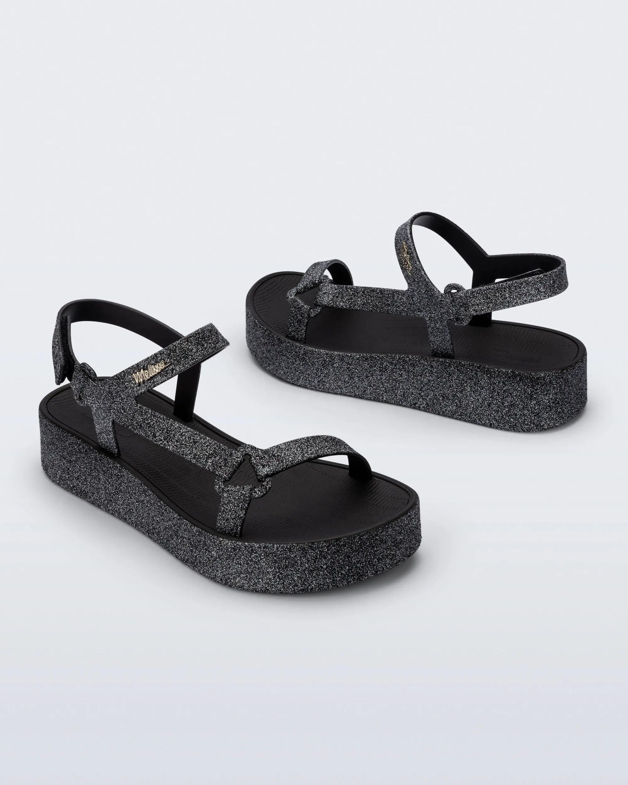 Melissa Sun Downtown Platform Black Glitter