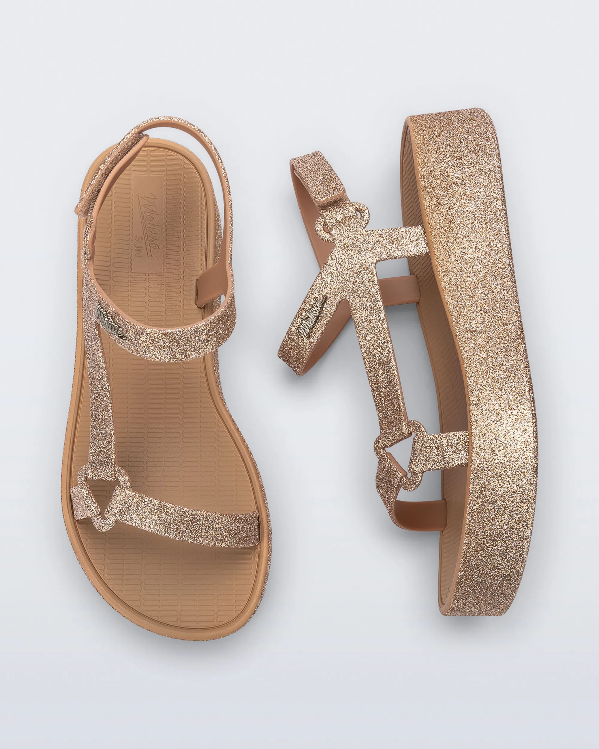 Hot Melissa Sun Downtown Platform Beige Glitter
