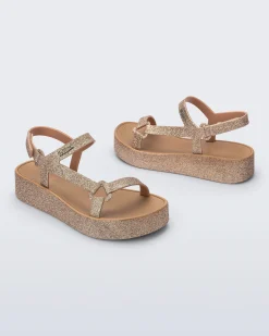 Hot Melissa Sun Downtown Platform Beige Glitter